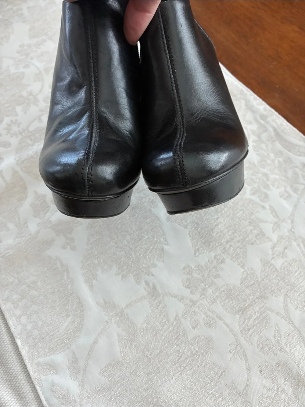 Tory Burch Classic Black Leather High-Heel Ankle Booties with Side Zip